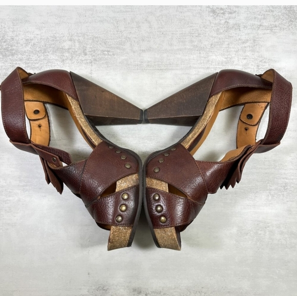 John Fluevog Rules Goodall Leather Fringe Heeled Sandals - Women's Size 8.5 - Picture 6 of 8